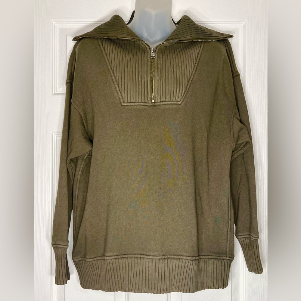 Aerie 1/4 zip pull over sweater, womens XS (please read description), moss green